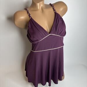 Donna Diva Purple Braided Strap Top Gold Trim Y2K Clubwear Baddie Tank Small